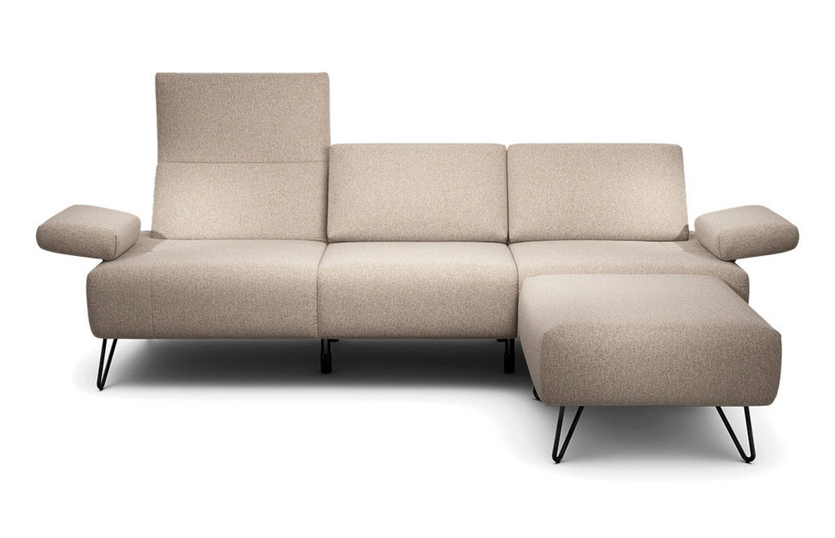 3-SITZER-SOFA Cosy Chenille Sandfarben  - Sandfarben/Schwarz, Design, Textil/Metall (234-264/85/86-94cm) - SENSOO