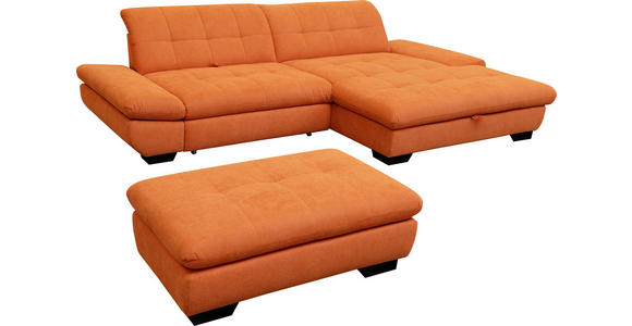 ECKSOFA  in Mikrofaser Orange  290/198 cm  - Schwarz/Orange, Design, Textil/Metall (290/198cm) - Xora
