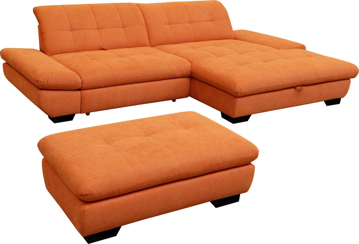 ECKSOFA in Mikrofaser Orange  - Schwarz/Orange, Design, Textil/Metall (290/198cm) - Xora