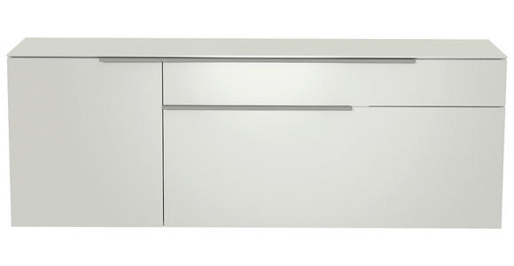 LOWBOARD Weiß, Alufarben  - Alufarben/Weiß, Design, Glas/Holzwerkstoff (160/65/45cm) - Moderano