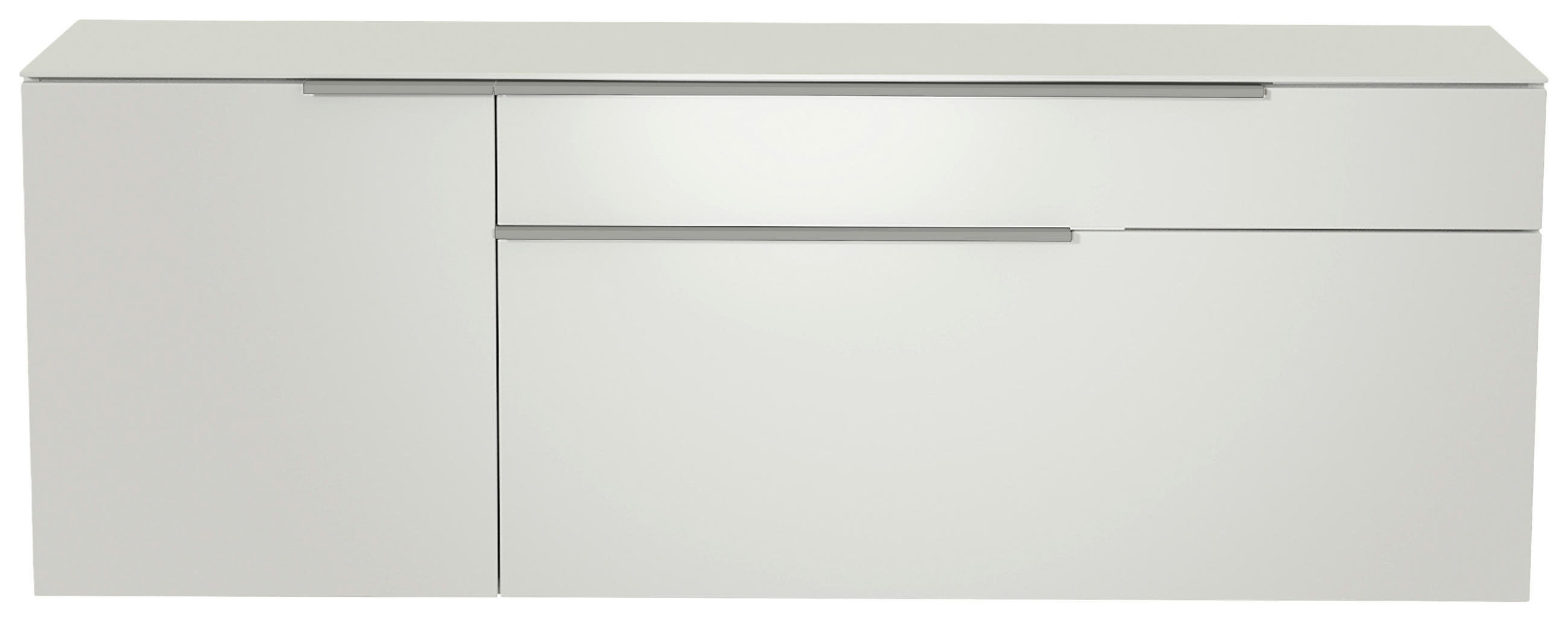 LOWBOARD in 160/65/45 cm - Alufarben/Weiß, Design, Glas/Holzwerkstoff (160/65/45cm) - Moderano