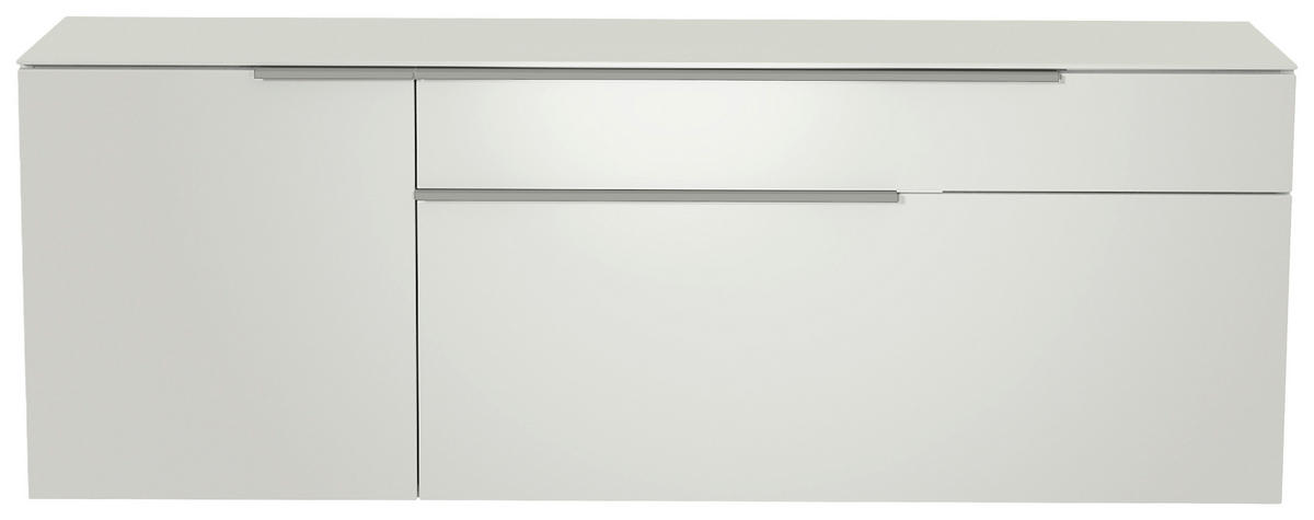LOWBOARD  in 160/65/45 cm  - Alufarben/Weiß, Design, Glas/Holzwerkstoff (160/65/45cm) - Moderano