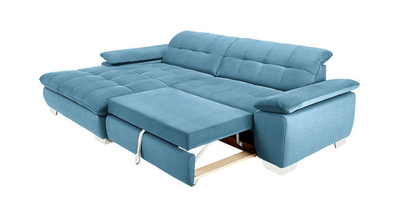 ECKSOFA in Mikrofaser Pastellblau  - Chromfarben/Pastellblau, Design, Textil/Metall (180/265cm) - Carryhome