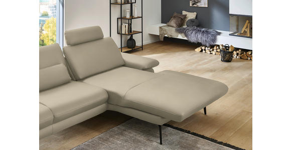 ECKSOFA in Echtleder Creme, Naturfarben 310/180 cm - Creme/Schwarz, Design, Leder/Metall (310/180cm) - Dieter Knoll