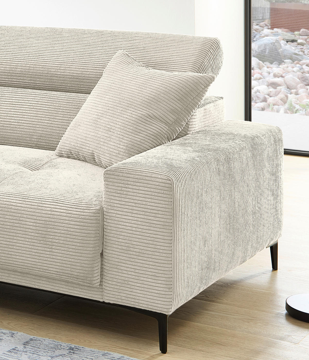 ECKSOFA Cord Beige  - Beige/Schwarz, Basics, Textil/Metall (183/250cm) - Livetastic