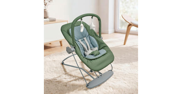 SCHAUKELWIPPE Hellgrau   - Waldgrün/Hellgrau, Basics, Kunststoff/Textil (66/45/48-58cm) - My Baby Lou