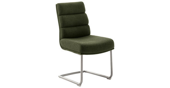 SCHWINGSTUHL in Edelstahl Webstoff - Edelstahlfarben/Olivgrün, Design, Textil/Metall (47/90/64cm) - Dieter Knoll