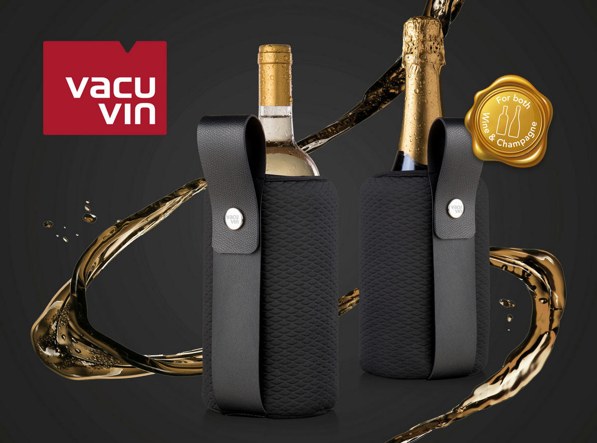 POSUDA ZA HLAĐENJE VINA    - crna, Basics, koža/tekstil (15.8/23.5/5.5cm) - Vacu Vin