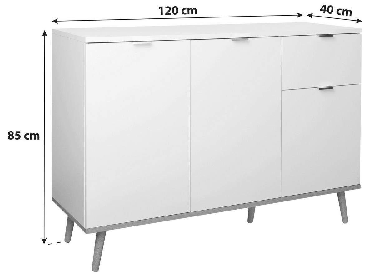 KOMMODE  in 120/85/40 cm  - Silberfarben/Weiß, KONVENTIONELL, Holz/Holzwerkstoff (120/85/40cm) - MID.YOU