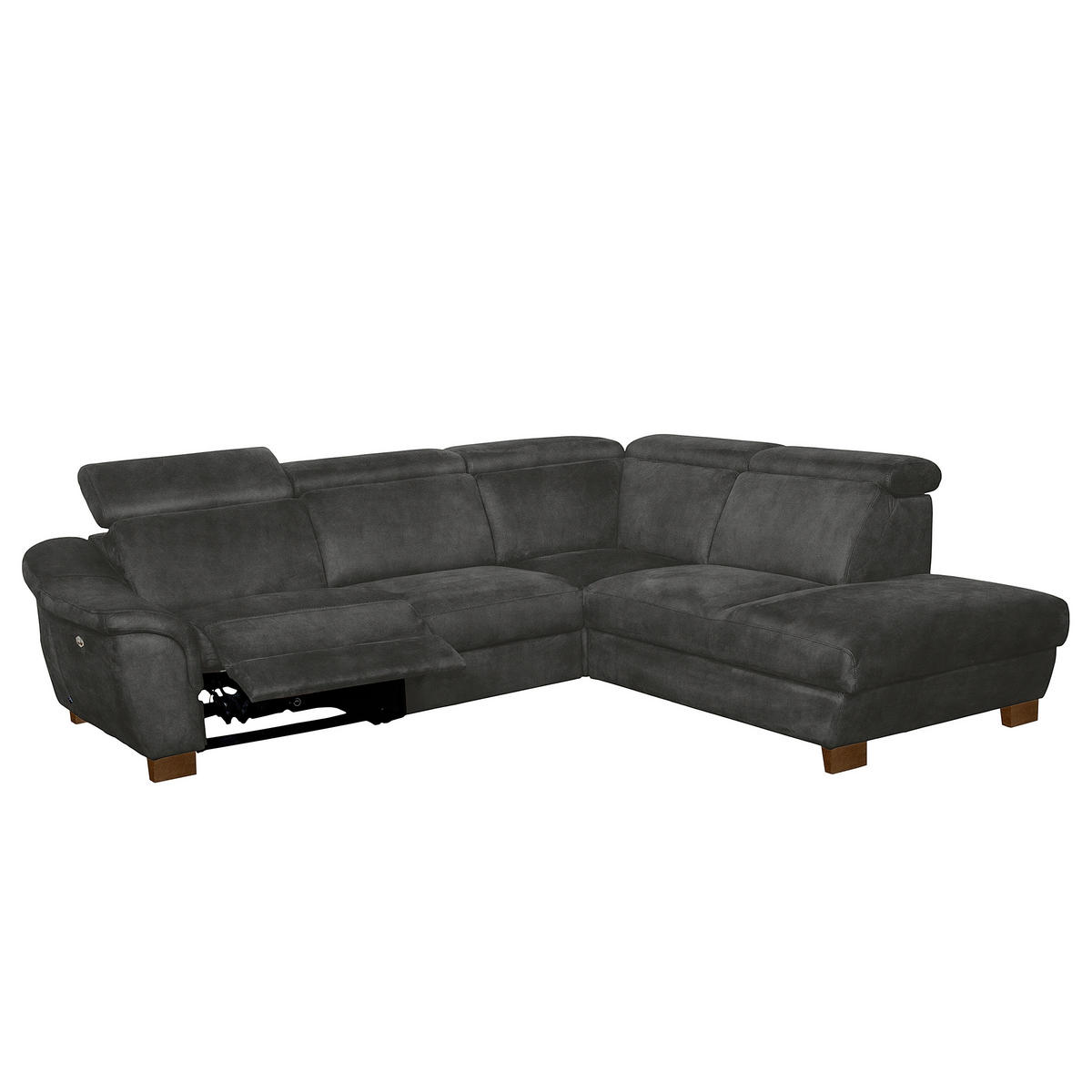 ECKSOFA TREND in Mikrofaser Anthrazit Bettkasten, Relaxfunktion, Kopfteilverstellung  276/238 cm  - Wengefarben/Anthrazit, Design, Holz/Textil (276/238cm) - Livetastic