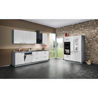 KÜCHENLEERBLOCK  280/150 cm  in Weiß, Eiche grau  - Edelstahlfarben/Eiche grau, Design, Holzwerkstoff/Metall (280/150cm) - Welnova