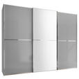 SCHWEBETÜRENSCHRANK 280/222/68 cm 3-türig Hellgrau  - Chromfarben/Hellgrau, Design, Glas/Holzwerkstoff (280/222/68cm) - Moderano