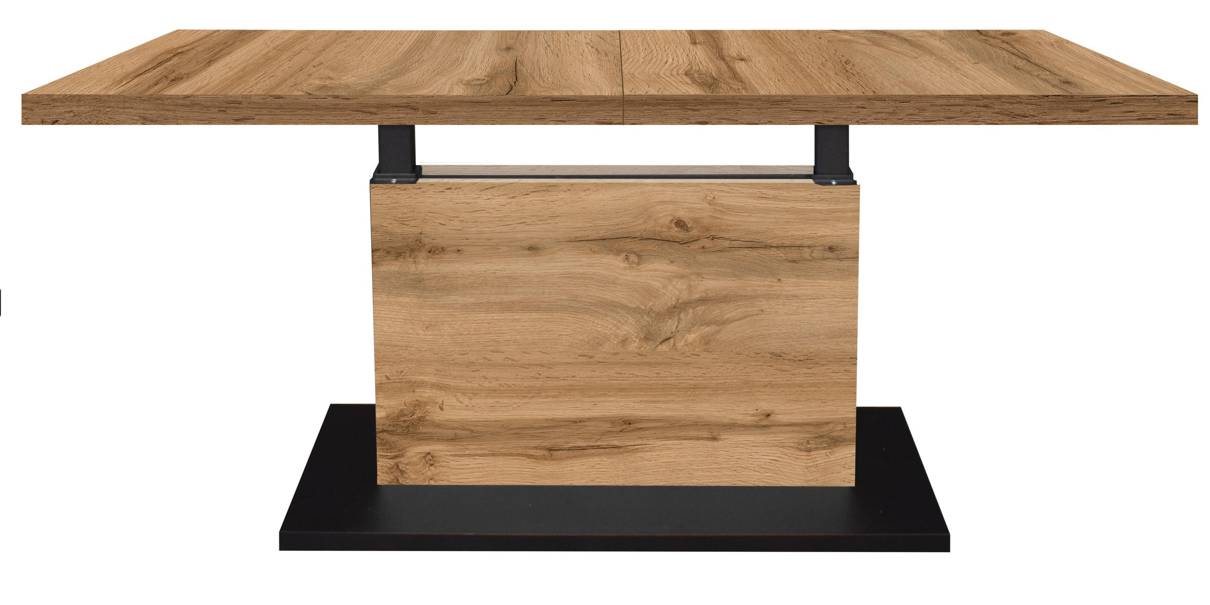 COUCHTISCH Lift Couchtisch rechteckig Schwarz, Eiche Wotan  - Eiche Wotan/Schwarz, Design, Holzwerkstoff/Metall (120-160/56-75/70cm) - MID.YOU