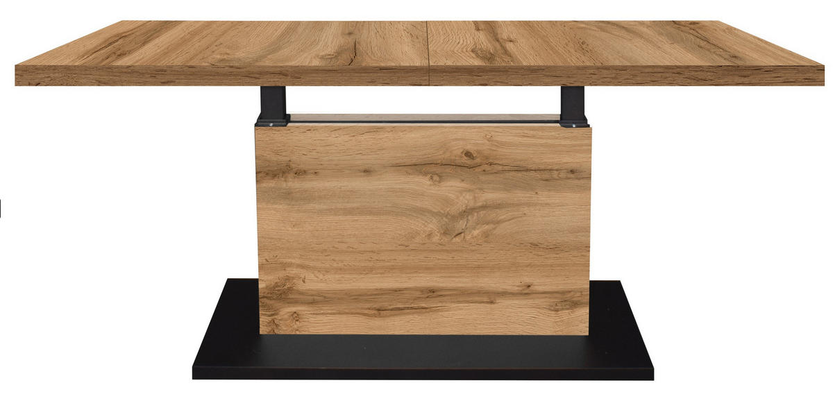 COUCHTISCH Lift Couchtisch rechteckig Schwarz, Eiche Wotan  - Eiche Wotan/Schwarz, Design, Holzwerkstoff/Metall (120-160/56-75/70cm) - MID.YOU