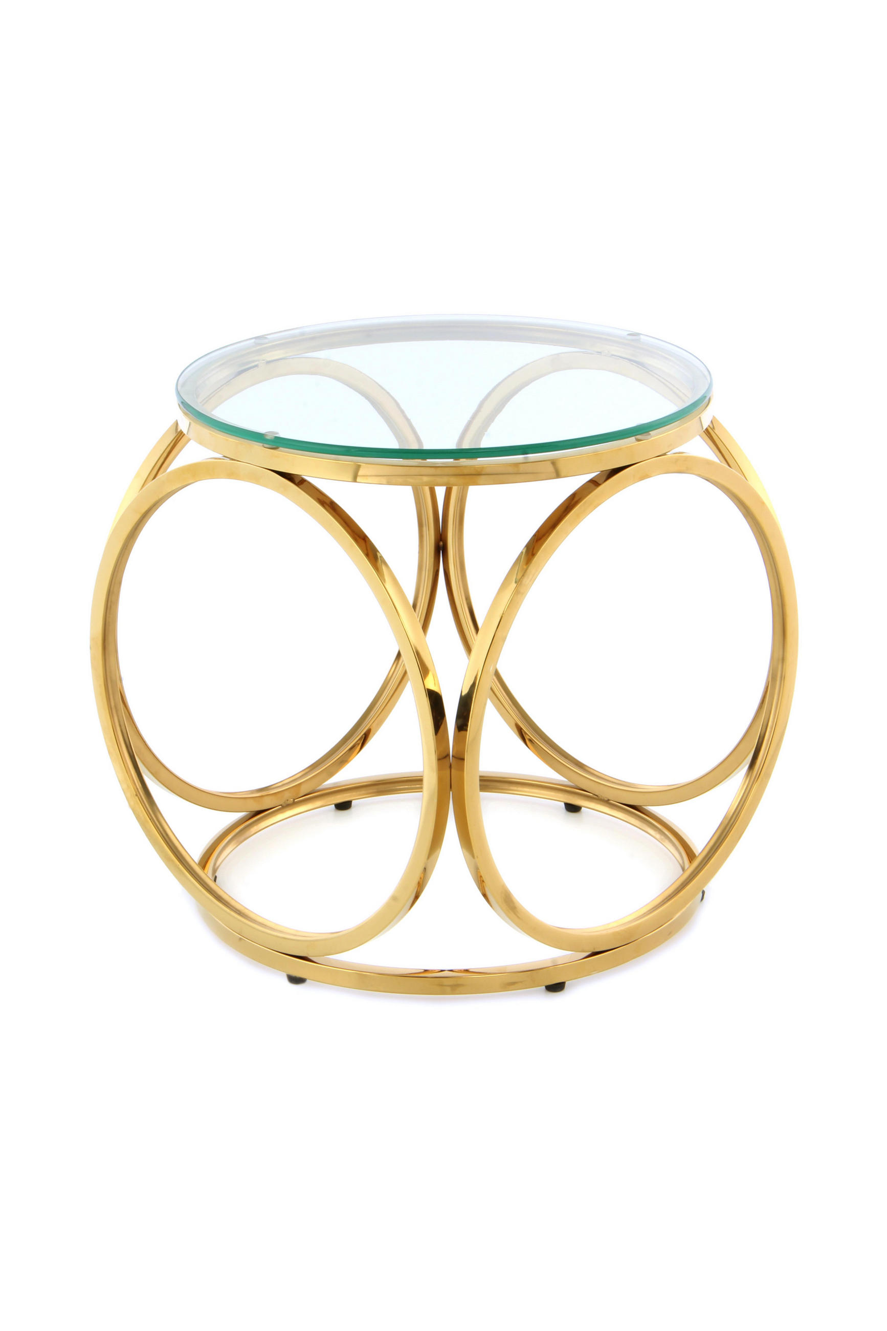 Beistelltisch in Metall, Glas