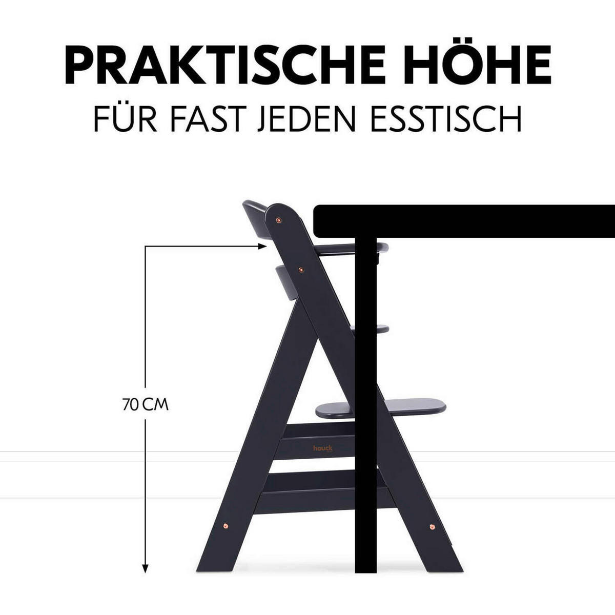 HOCHSTUHL-SET Alpha Newborn Set Anthrazit Grey  - Anthrazit, Basics, Holz/Textil (65/93,5/49cm) - Hauck
