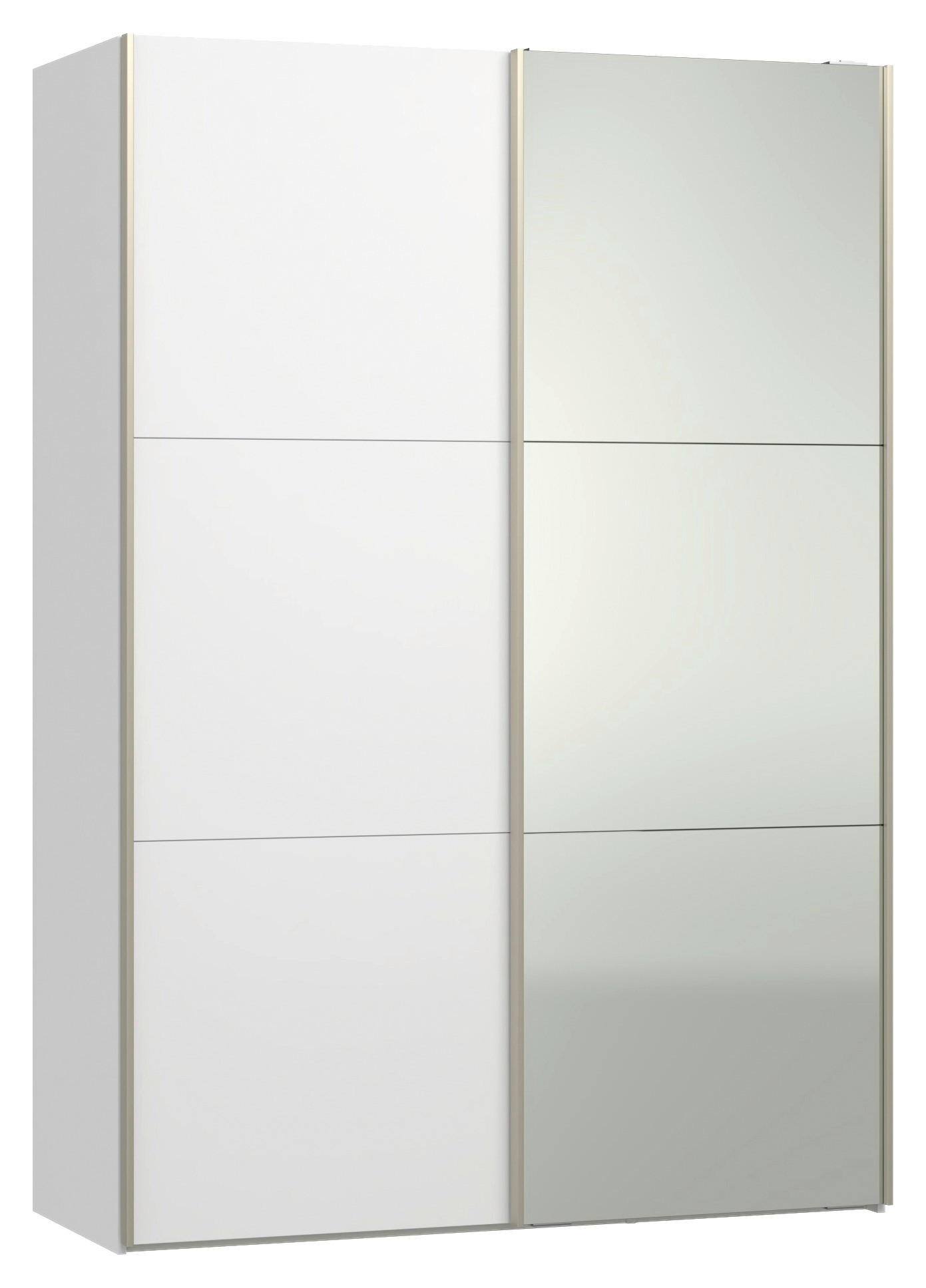 SCHWEBETÜRENSCHRANK 152/220/65 cm 2-türig Weiß  - Edelstahlfarben/Weiß, Design, Glas/Holzwerkstoff (152/220/65cm) - Jutzler