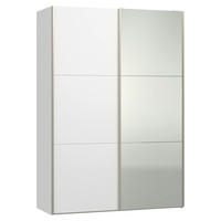 SCHWEBETÜRENSCHRANK 152/220/65 cm 2-türig Weiß  - Edelstahlfarben/Weiß, Design, Glas/Holzwerkstoff (152/220/65cm) - Jutzler
