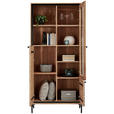 VITRINE in vollmassiv Akazie Schwarz, Akaziefarben - Schwarz/Akaziefarben, Design, Glas/Holz (90/190/42cm) - Carryhome
