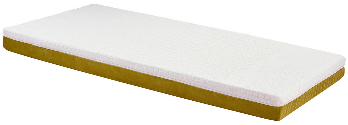 Komfortschaummatratze 90/200 cm, Höhe ca.: 15 cm, H2 = mittel,  - Gelb/Weiß, Textil (90/200cm) - Primatex