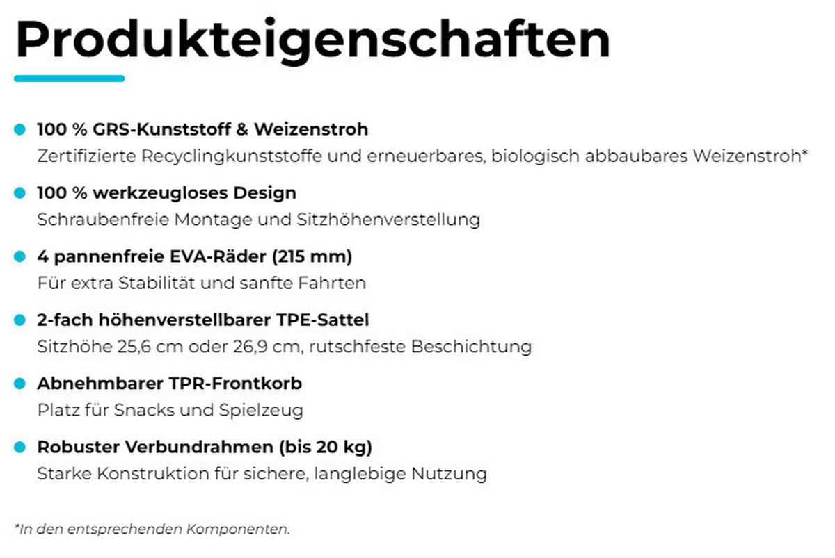 LAUFRAD LEARNING BIKE ECO  - Taupe, Basics, Kunststoff (57,9/22,7/42,1cm) - GLOBBER