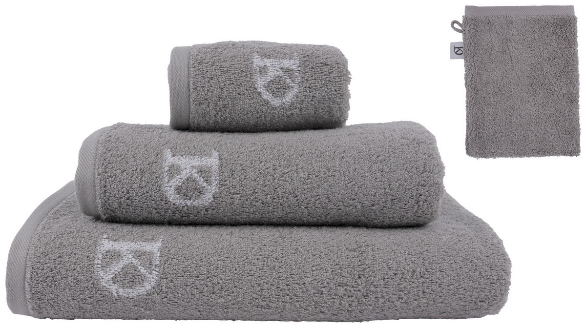RUČNÍK, 50/100 cm, šedá, světle šedá - šedá/světle šedá, Design, textil (50/100cm) - Dieter Knoll