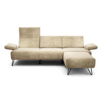 3-SITZER-SOFA Samt Naturfarben  - Schwarz/Naturfarben, Design, Textil/Metall (234-264/85/86-94cm) - SENSOO