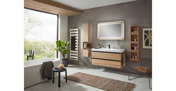 BADEZIMMERSPIEGEL 120/74/3,9 cm - Eichefarben, Design, Glas/Holzwerkstoff (120/74/3,9cm) - Novel