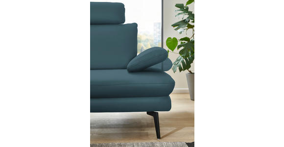 ECKSOFA in Echtleder Blau 180/310 cm - Blau/Schwarz, Design, Leder/Metall (180/310cm) - Dieter Knoll