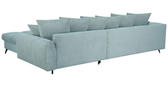 ECKSOFA Blaugrau Cord Rückenkissen, Armlehnenkissen, Rücken echt  - Blaugrau/Schwarz, KONVENTIONELL, Textil/Metall (332/231cm) - Carryhome