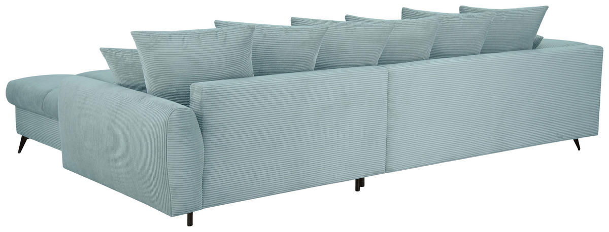 ECKSOFA Blaugrau Cord Rückenkissen, Armlehnenkissen, Rücken echt  - Blaugrau/Schwarz, KONVENTIONELL, Textil/Metall (332/231cm) - Carryhome