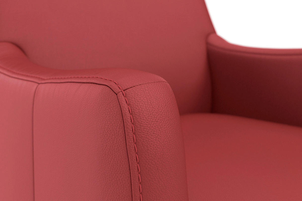 SESSEL in Echtleder Rot  - Eichefarben/Rot, Basics, Leder/Holz (70/93/75cm) - Sit & More