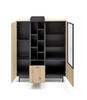 HIGHBOARD Balkeneiche furniert Anthrazit, Eichefarben  - Eichefarben/Anthrazit, Natur, Glas/Holz (113,8/139-145,7/41,5cm) - Livetastic