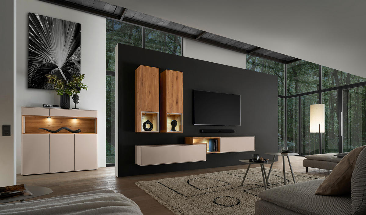 WOHNWAND  Sandfarben, Wildeiche 280/190/39 cm  - Sandfarben/Wildeiche, Design, Holz/Holzwerkstoff (280/190/39cm) - Dieter Knoll