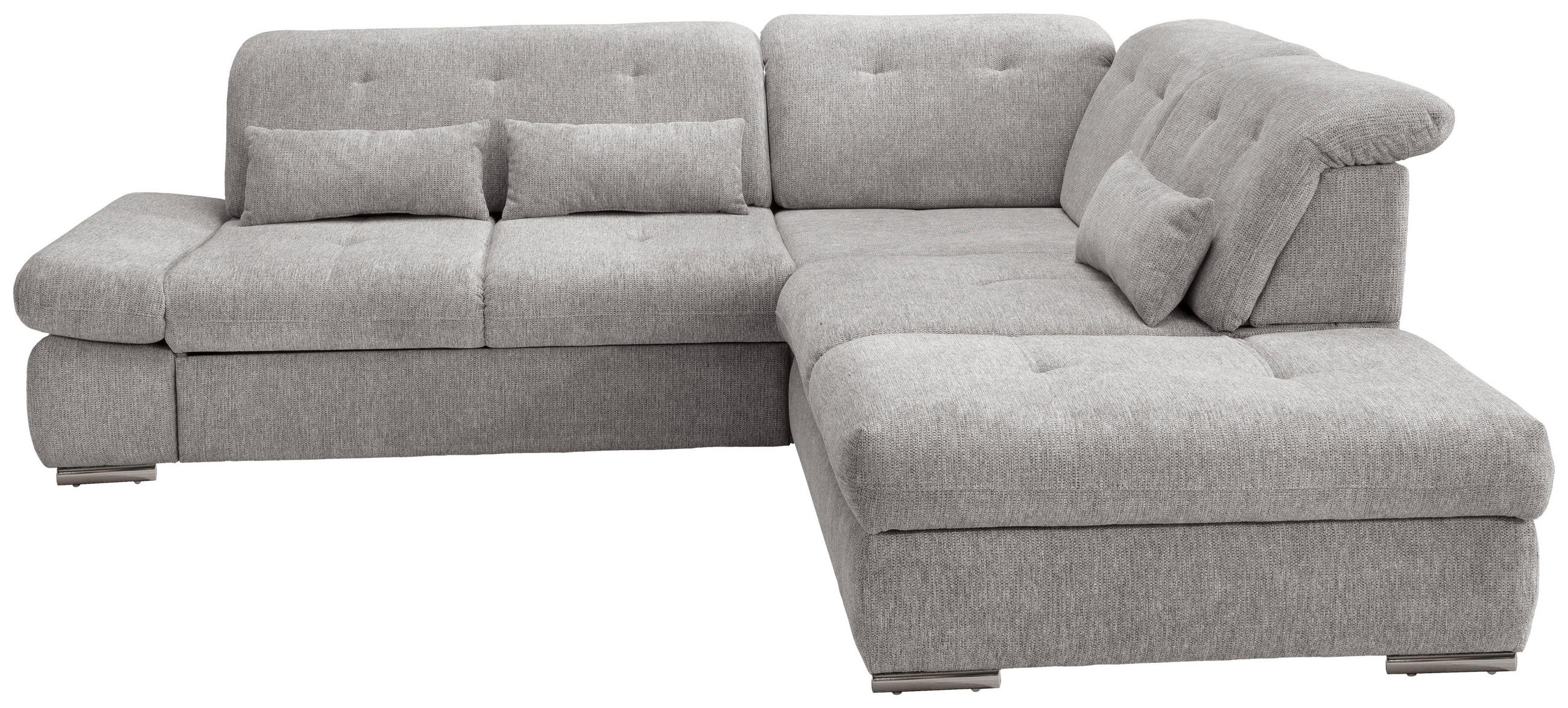 ECKSOFA in Chenille Grau  - Chromfarben/Grau, Modern, Textil/Metall (280/254cm) - Livetastic