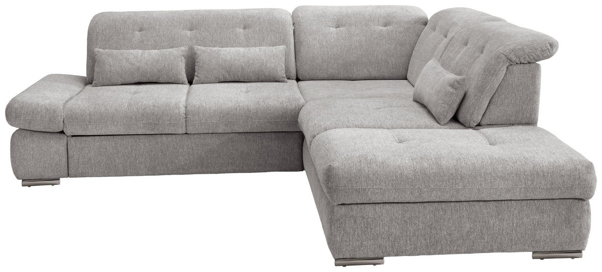 ECKSOFA in Chenille Grau  - Chromfarben/Grau, Modern, Textil/Metall (280/254cm) - Livetastic