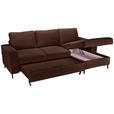 ECKSOFA Dunkelbraun Cord  - Dunkelbraun/Schwarz, KONVENTIONELL, Textil/Metall (240/150cm) - Carryhome