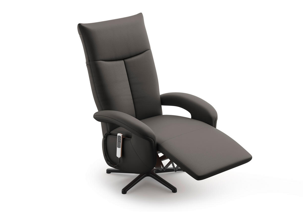SESSEL in Echtleder Anthrazit  - Anthrazit/Schwarz, Konventionell, Leder/Metall (74/112/82cm) - Sit & More