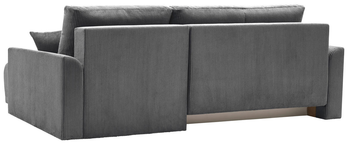 ECKSOFA KIMMY Grau Cord Zierkissen, Rückenkissen, Bettkasten  - Schwarz/Grau, Design, Kunststoff/Textil (233/146cm) - P & B