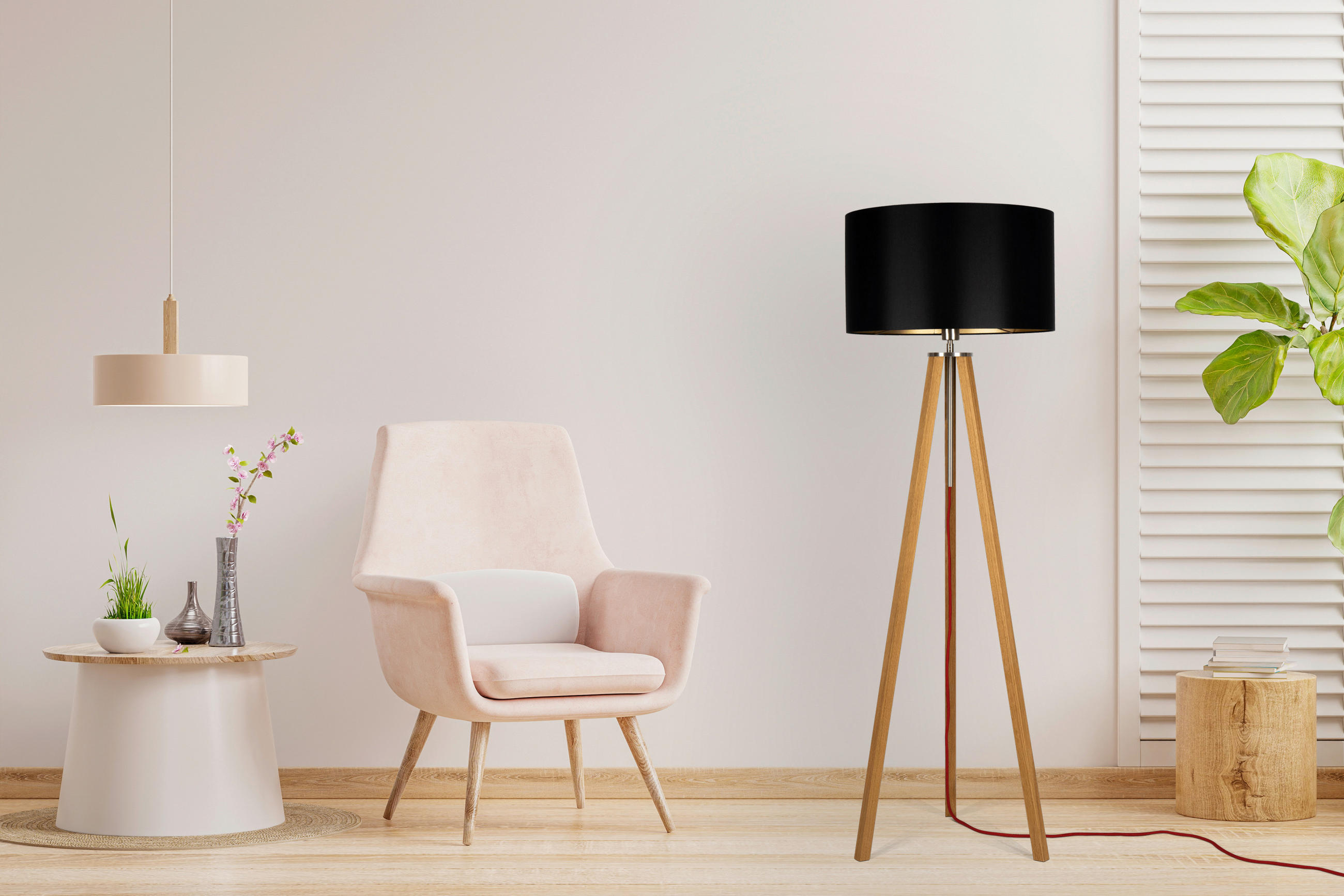 STEHLEUCHTE  50/150/50 cm   - Eichefarben/Goldfarben, MODERN, Naturmaterialien/Holz (50/150/50cm)