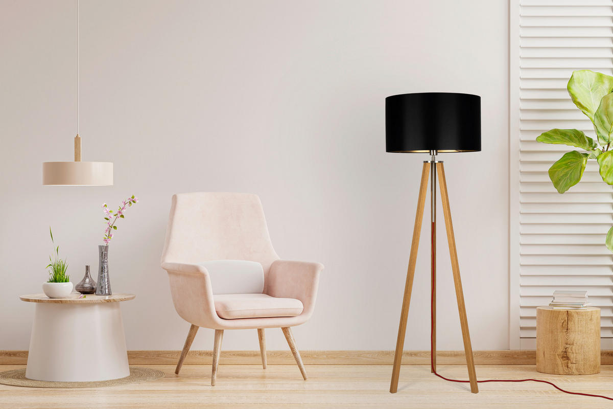 STEHLEUCHTE  50/150/50 cm   - Eichefarben/Goldfarben, MODERN, Naturmaterialien/Holz (50/150/50cm)