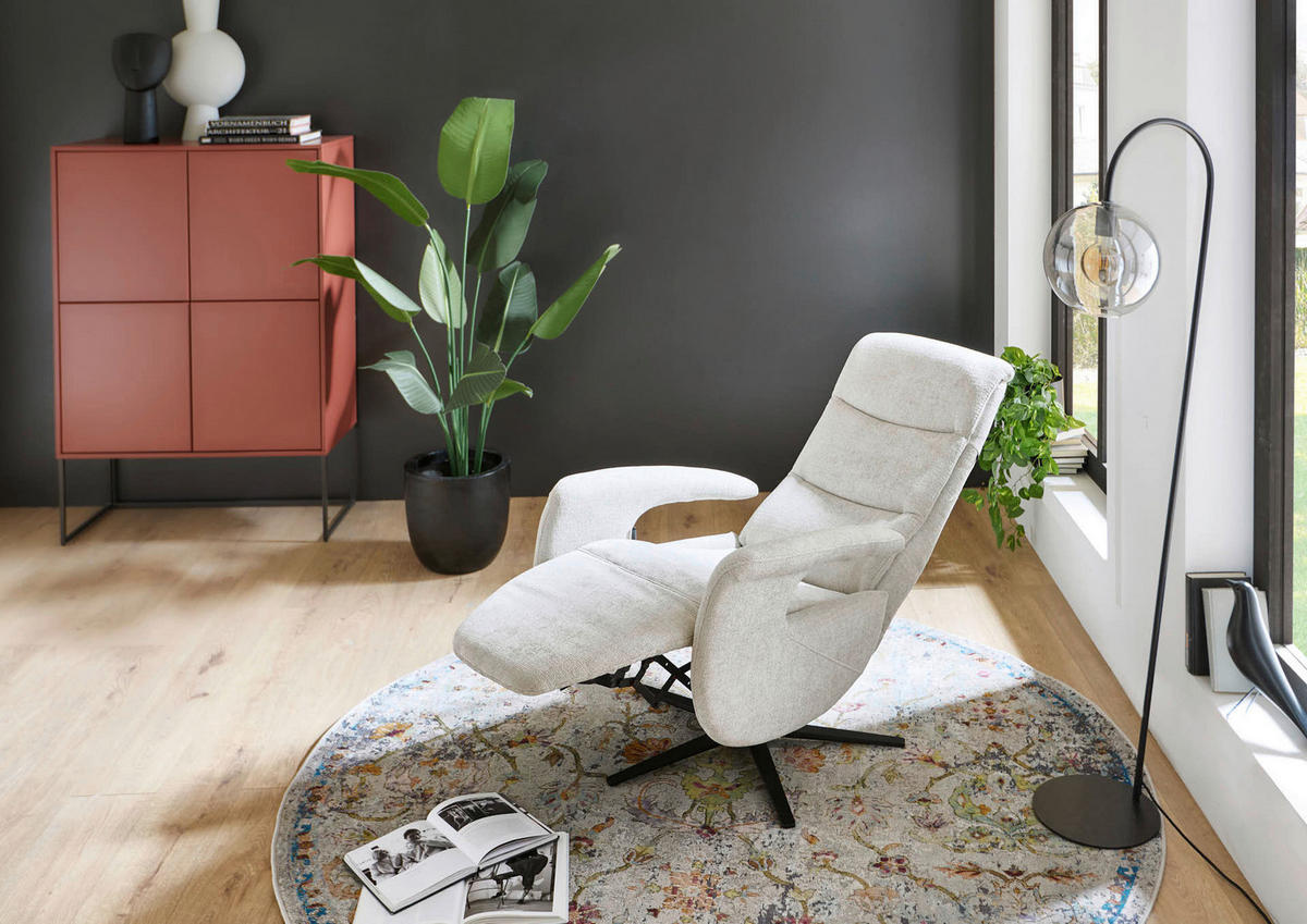 RELAXSESSEL Dieter Knoll Chenille    - Hellgrau/Schwarz, Design, Textil/Metall (71/110/83cm) - Dieter Knoll