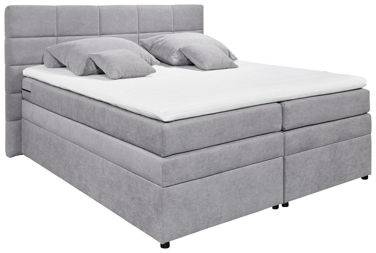 BOXSPRINGBETT 180/200 cm  in Hellgrau  - Hellgrau, KONVENTIONELL, Kunststoff (180/200cm) - MID.YOU