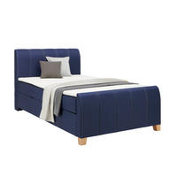 BOXBETT 120/200 cm,  in Blau, Matratze, Bettkasten, Topper, H3 = fest  - Blau/Eichefarben, KONVENTIONELL, Holz/Textil (120/200cm) - Xora