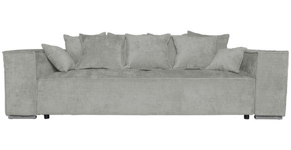 BIGSOFA  in Flachgewebe Naturfarben  - Chromfarben/Naturfarben, KONVENTIONELL, Textil/Metall (256/68/122cm) - Carryhome