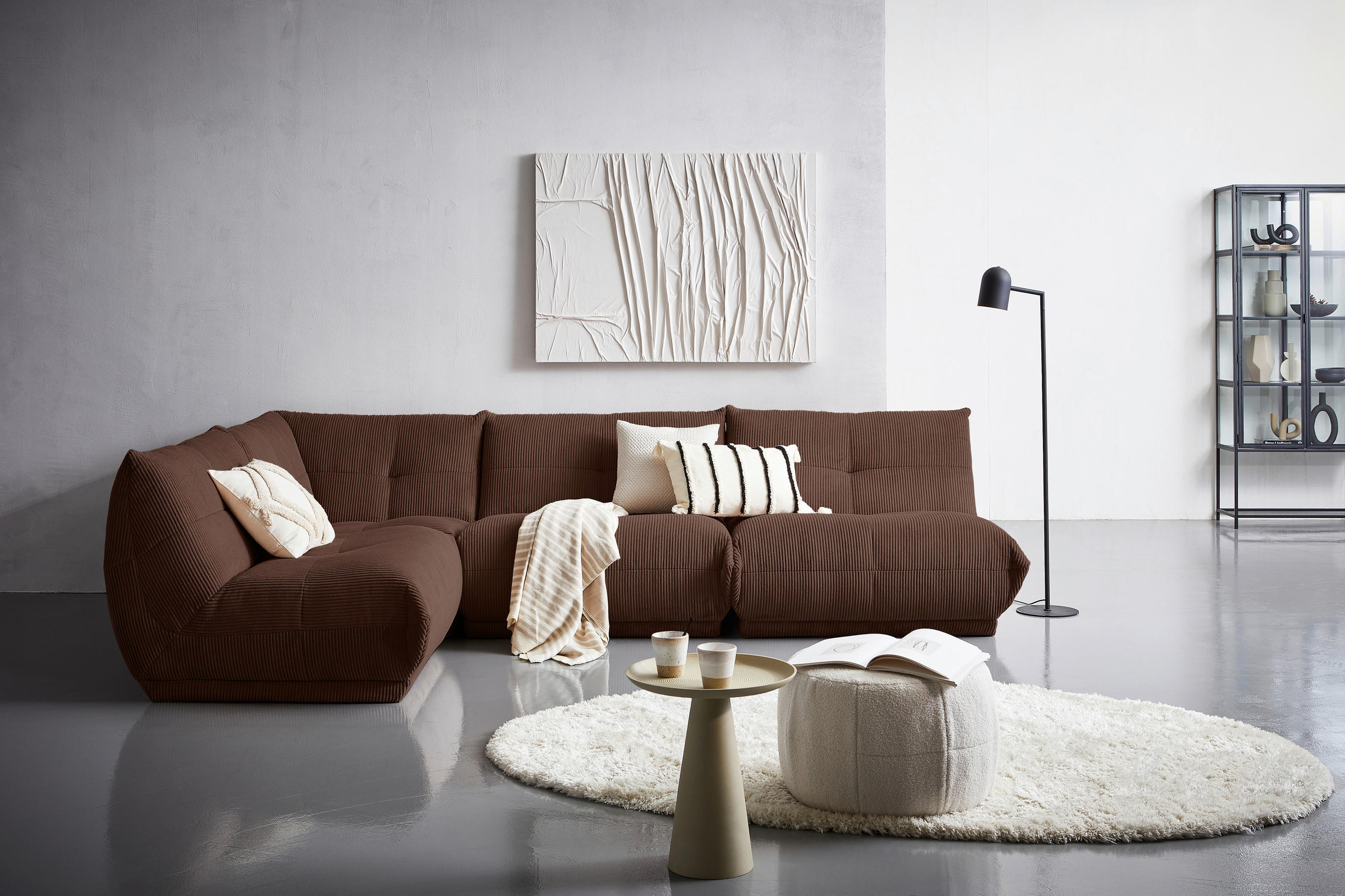 ECKSOFA in Cord Braun  - Braun, Trend, Textil (210/315cm) - Livetastic