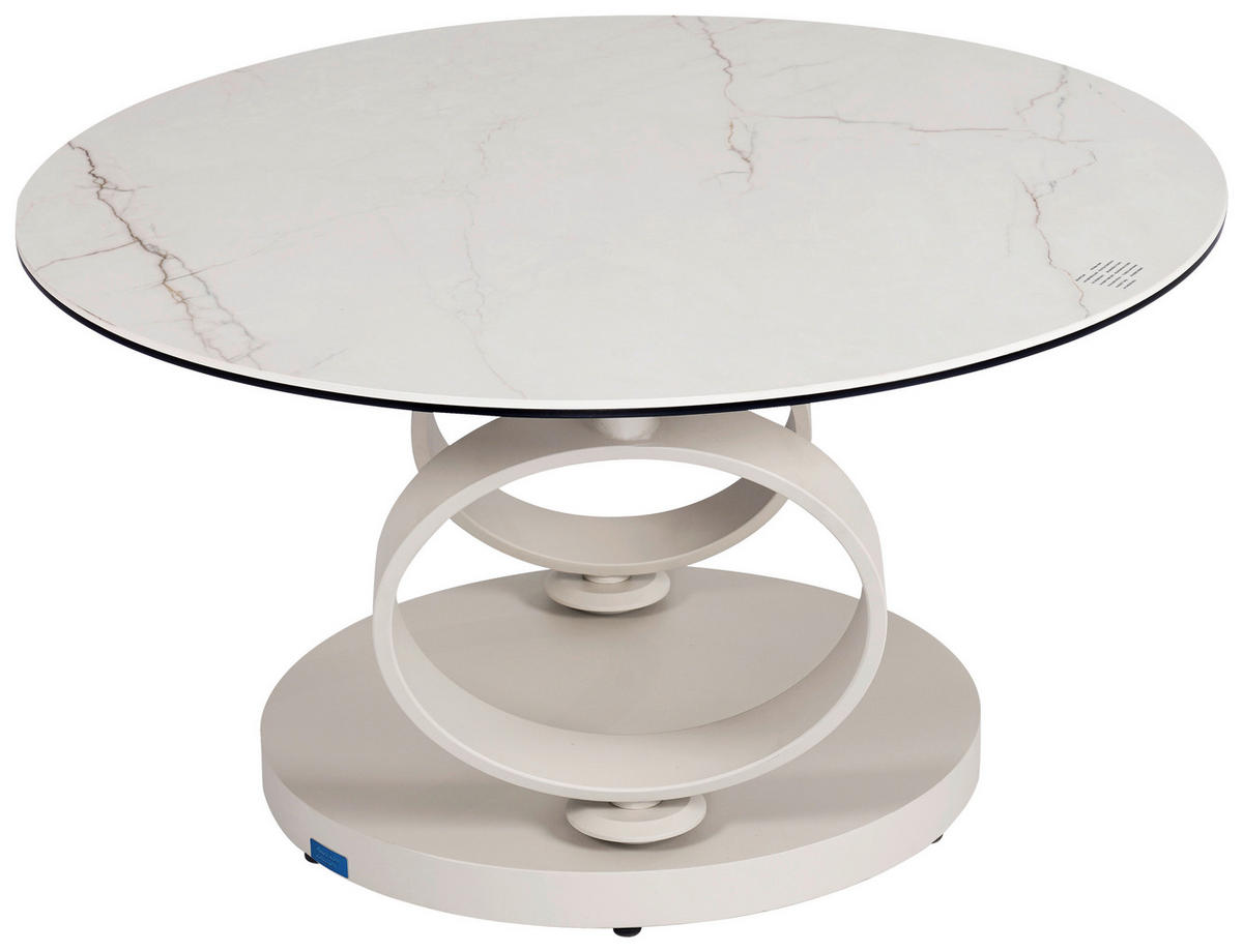 COUCHTISCH ESG 80-133,5/80/43 cm rund Weiß, Beige  - Beige/Weiß, Design, Glas/Keramik (80-133,5/80/43cm) - Dieter Knoll