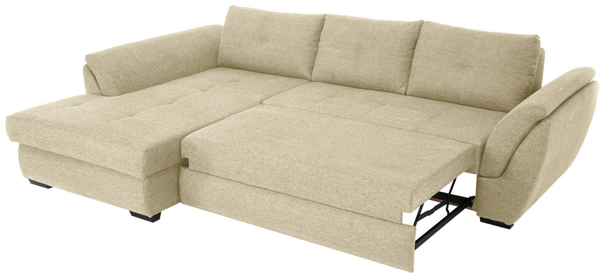 ECKSOFA Beige Webstoff  - Beige/Schwarz, Design, Kunststoff/Textil (187/278cm) - Livetastic