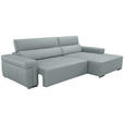 ECKSOFA DUA in Echtleder Hellgrau  293/170 cm  - Chromfarben/Hellgrau, Design, Leder/Metall (293/170cm) - Novel