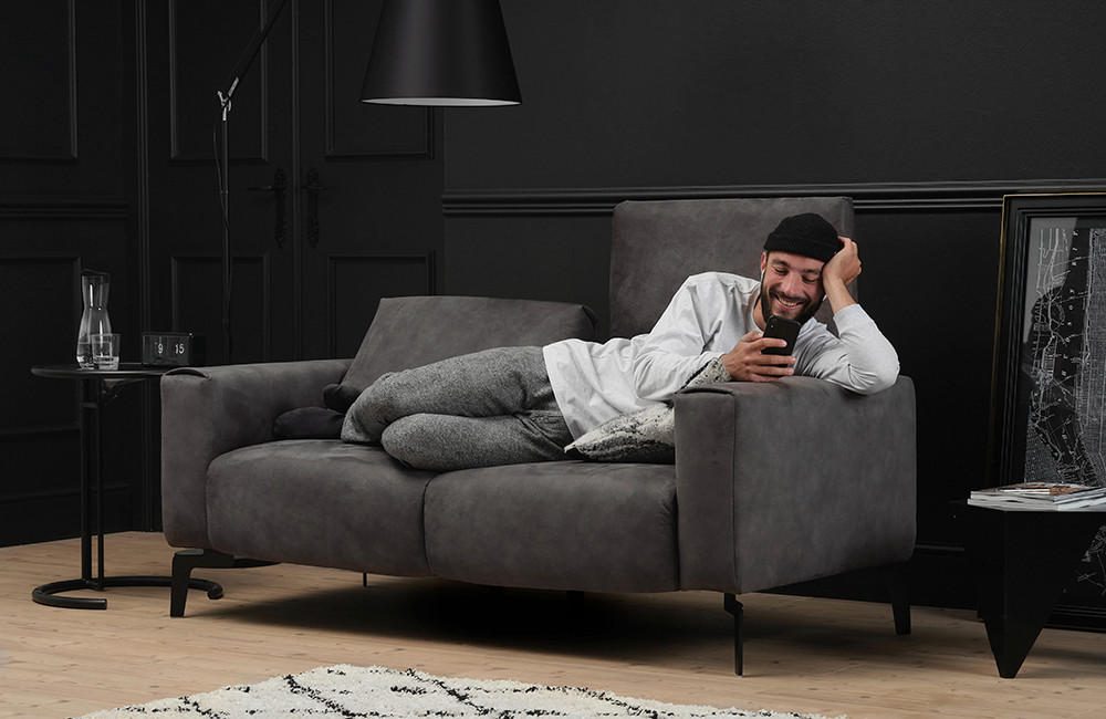 2-SITZER-SOFA Chenille Braun  - Schwarz/Braun, Design, Textil/Metall (180/86/86-94cm) - SENSOO
